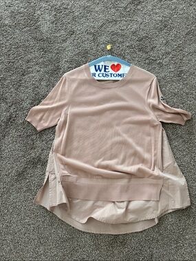 Moncler Layered Short-Sleeve Top in Blush Pink